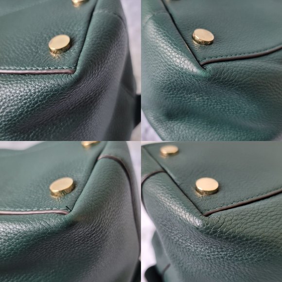 MICHAEL KORS Raven Green Emerald Gold Leather Large Shoulder Tote - Picture 7 of 14